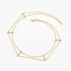 14k 5 Station Diamond Bar Bracelet