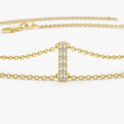 14k 5 Station Diamond Bar Bracelet