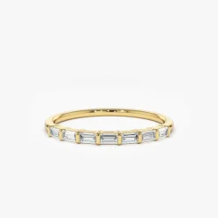 14K 7 Stone Baguette Diamond Wedding Ring