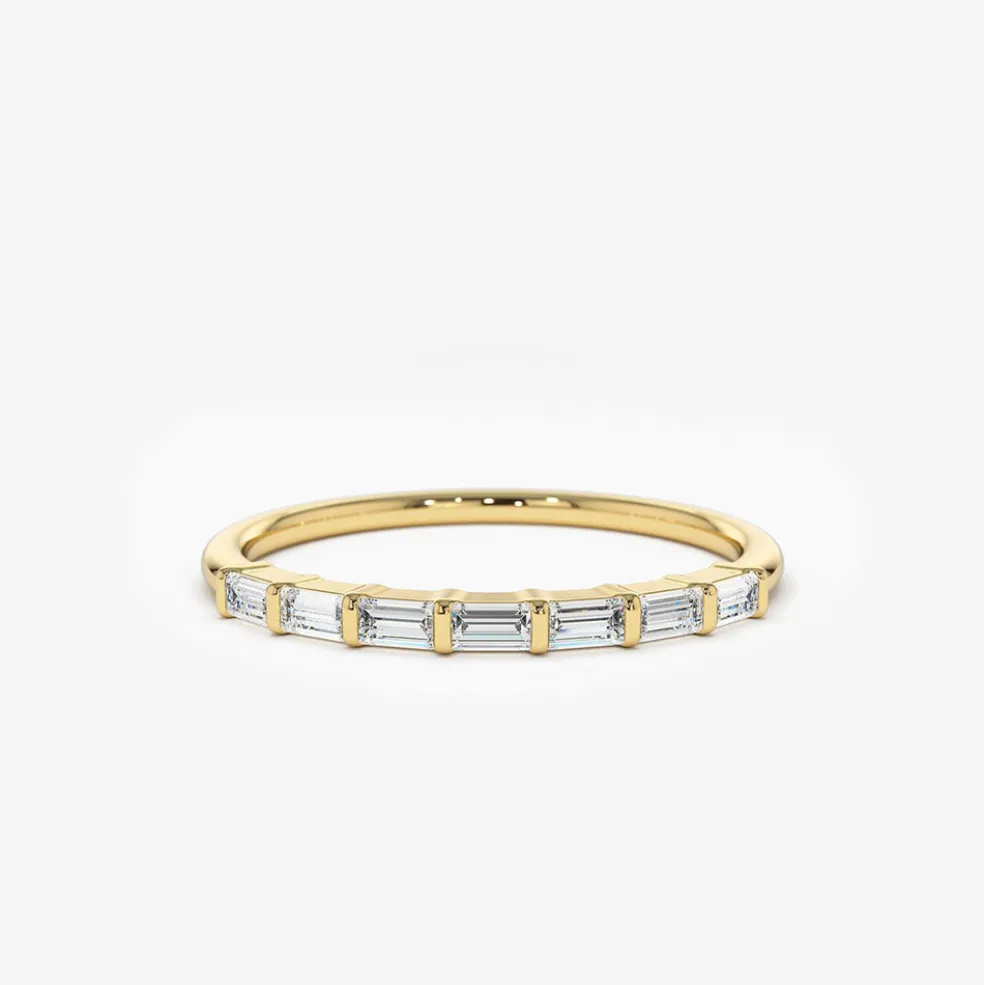 14K 7 Stone Baguette Diamond Wedding Ring
