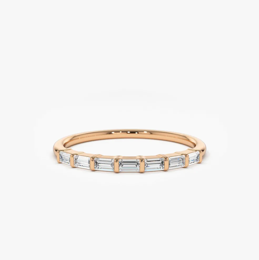 14K 7 Stone Baguette Diamond Wedding Ring
