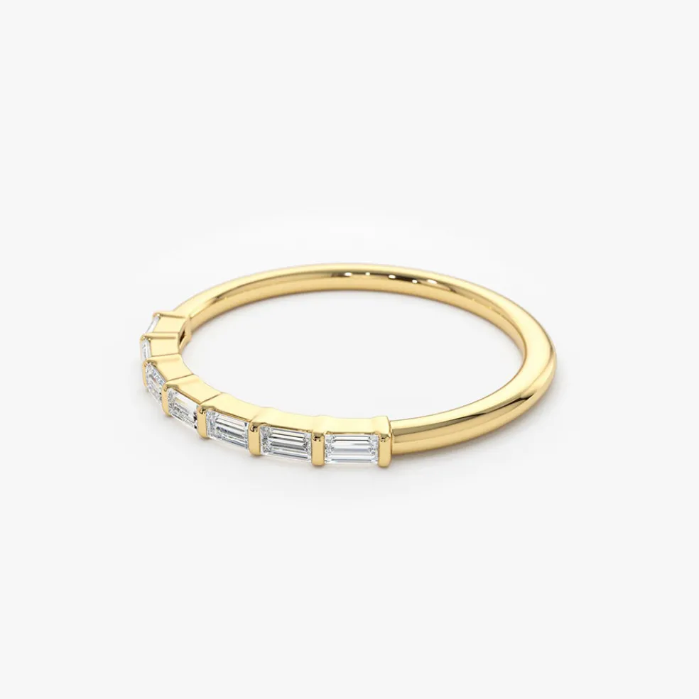 14K 7 Stone Baguette Diamond Wedding Ring