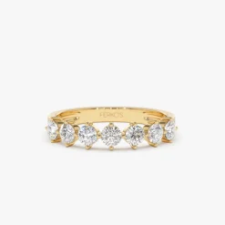 14k 7 Stone Prong Setting Diamond Wedding Band 0.70 Ctw