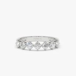 14k 7 Stone Prong Setting Diamond Wedding Band 0.70 Ctw