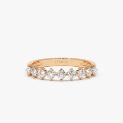 14k 9 Stone Prong Setting Women's Diamond Wedding Ring 0.55 ctw