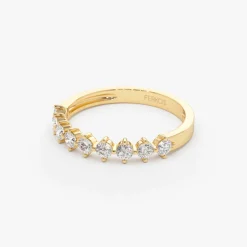 14k 9 Stone Prong Setting Women's Diamond Wedding Ring 0.55 ctw