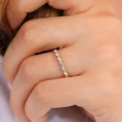 14k 7 Stone Slanted Baguette Diamond Ring