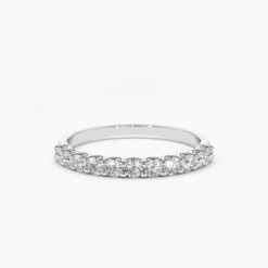 14k 11 Stone U-Shaped Diamond Wedding Band