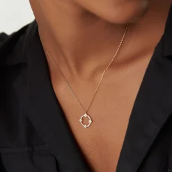 14k All Diamond Clover Circle Necklace