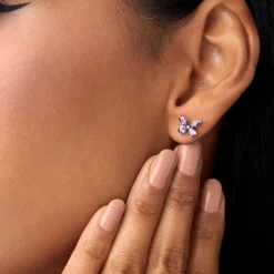 14K Amethyst Butterfly Stud Earrings
