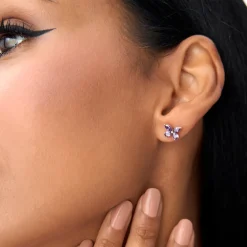 14K Amethyst Butterfly Stud Earrings