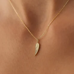 14K Angel Wings Pendant Necklace