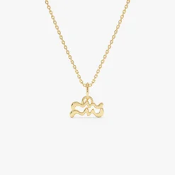 14K Aquarius Zodiac Charm Necklace
