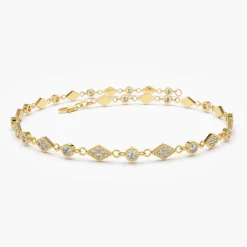 14K Art Deco Diamond Milgrain Bracelet