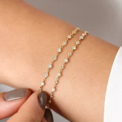 14K Art Deco Diamond Milgrain Bracelet