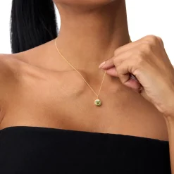14K Asscher Cut Bezel Set Peridot Necklace