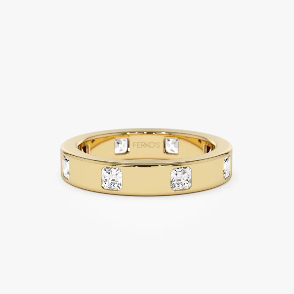 14k Asscher Cut Full Eternity Flush Setting Diamond Band