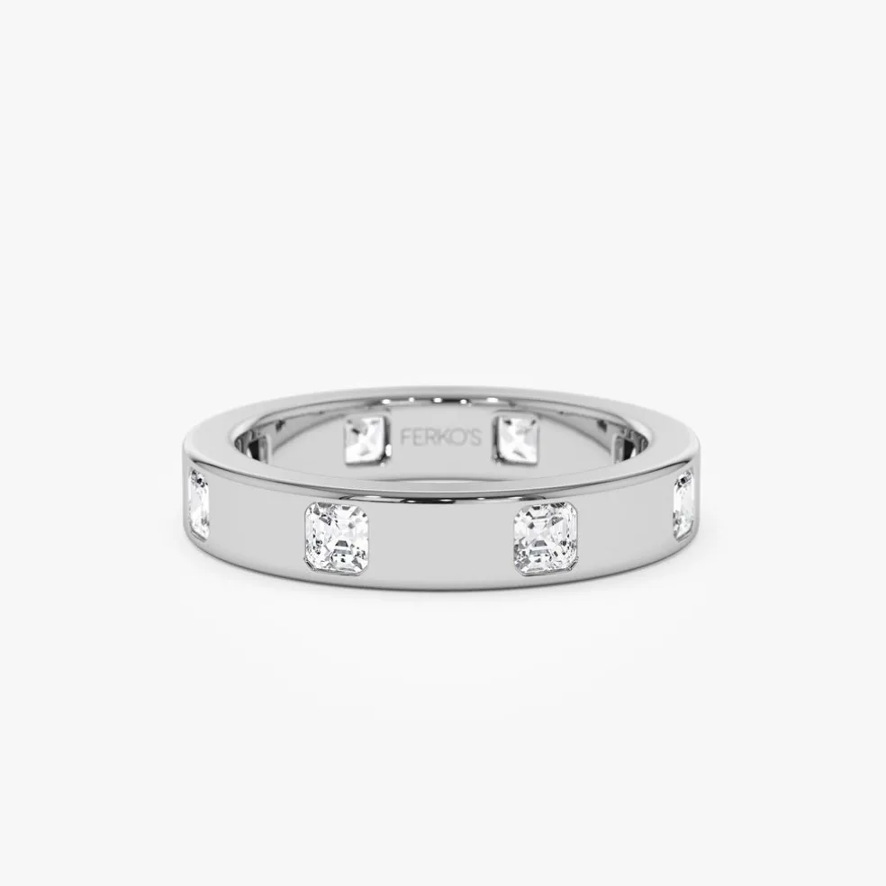14k Asscher Cut Full Eternity Flush Setting Diamond Band