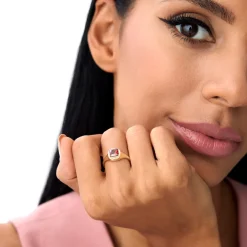 14K Asscher Cut Garnet Signet Ring