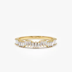 14k Asymetrical Baguette Diamonds Ring