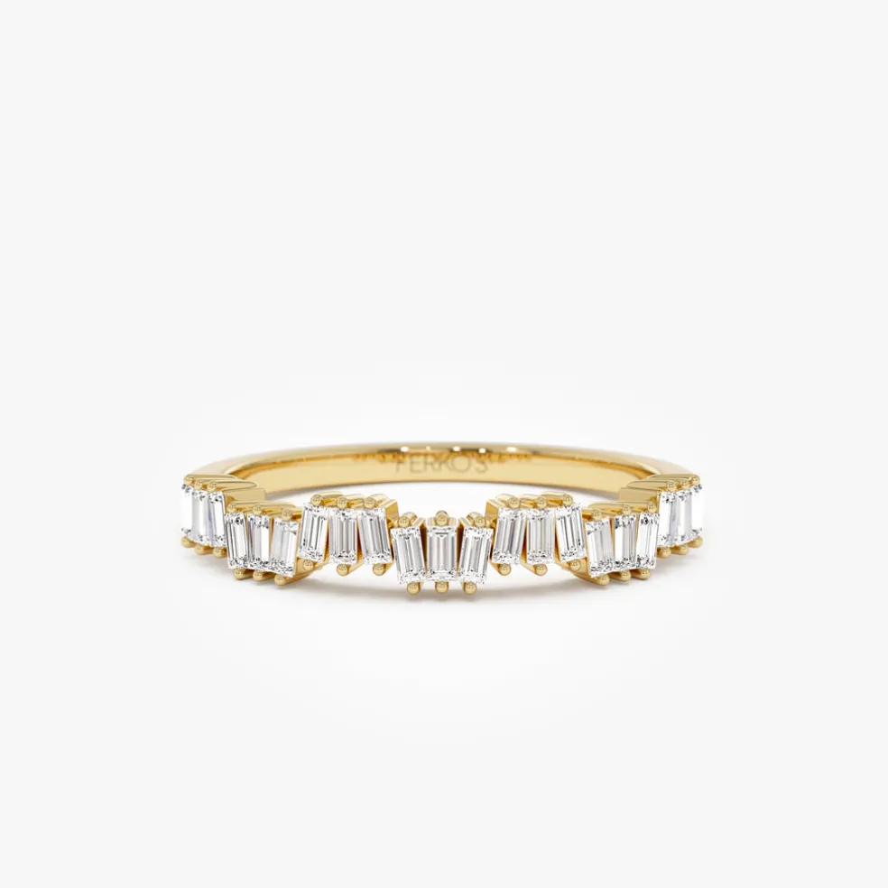 14k Asymetrical Baguette Diamonds Ring
