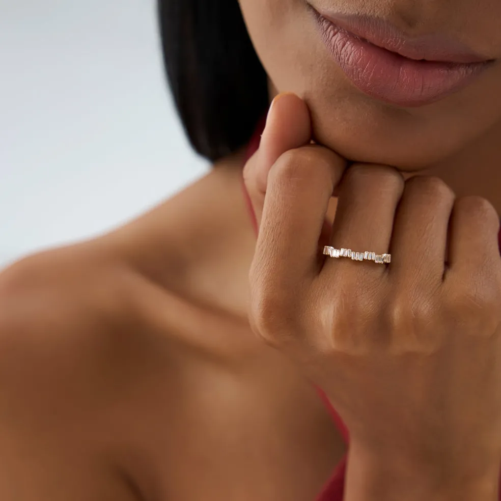 14k Asymetrical Baguette Diamonds Ring