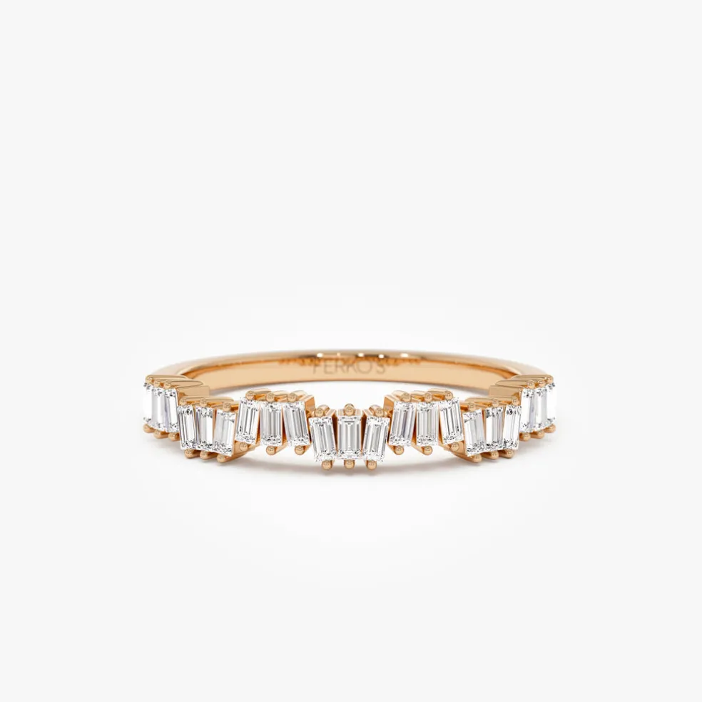 14k Asymetrical Baguette Diamonds Ring