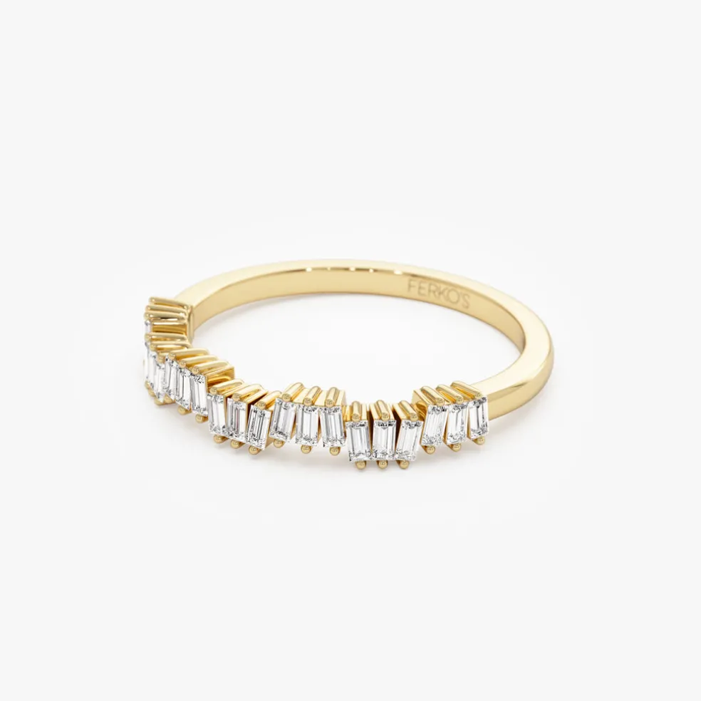 14k Asymetrical Baguette Diamonds Ring