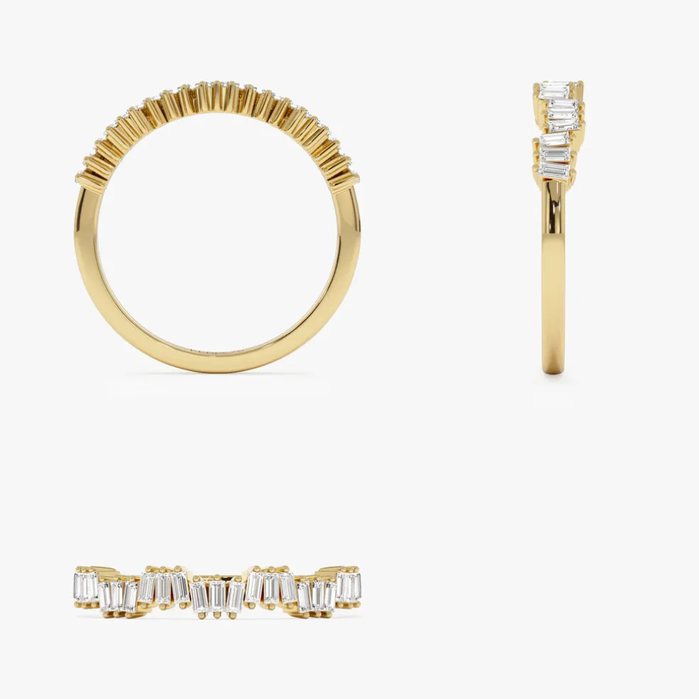 14k Asymetrical Baguette Diamonds Ring