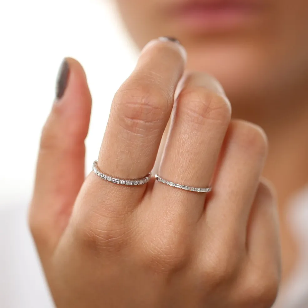 14K Baguette & Round Diamond Milgrain Bezel Full Eternity Ring