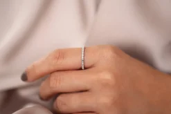 14K Baguette & Round Diamond Milgrain Bezel Full Eternity Ring