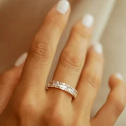 14K Baguette & Round Diamond Wedding Band