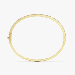 14k Baguette and Round Brilliant Micro Pave Statement Bangle Bracelet