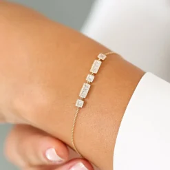 14K Baguette and Round Diamond Bracelet