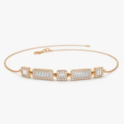14K Baguette and Round Diamond Bracelet