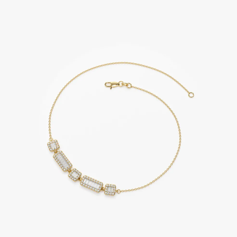 14K Baguette and Round Diamond Bracelet