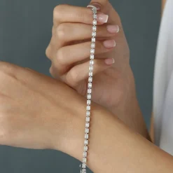 14K Baguette and Round Diamond Illusion Setting Tennis Bracelet