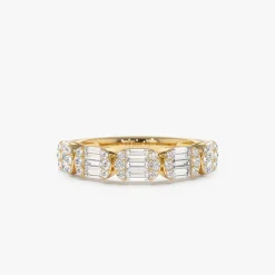 14k Baguette and Round Diamond Anniversary Ring