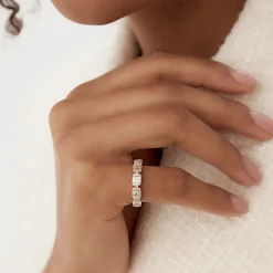14k Baguette and Round Diamond Anniversary Ring