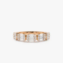 14k Baguette and Round Diamond Anniversary Ring