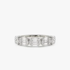 14k Baguette and Round Diamond Anniversary Ring