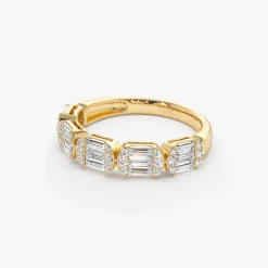 14k Baguette and Round Diamond Anniversary Ring