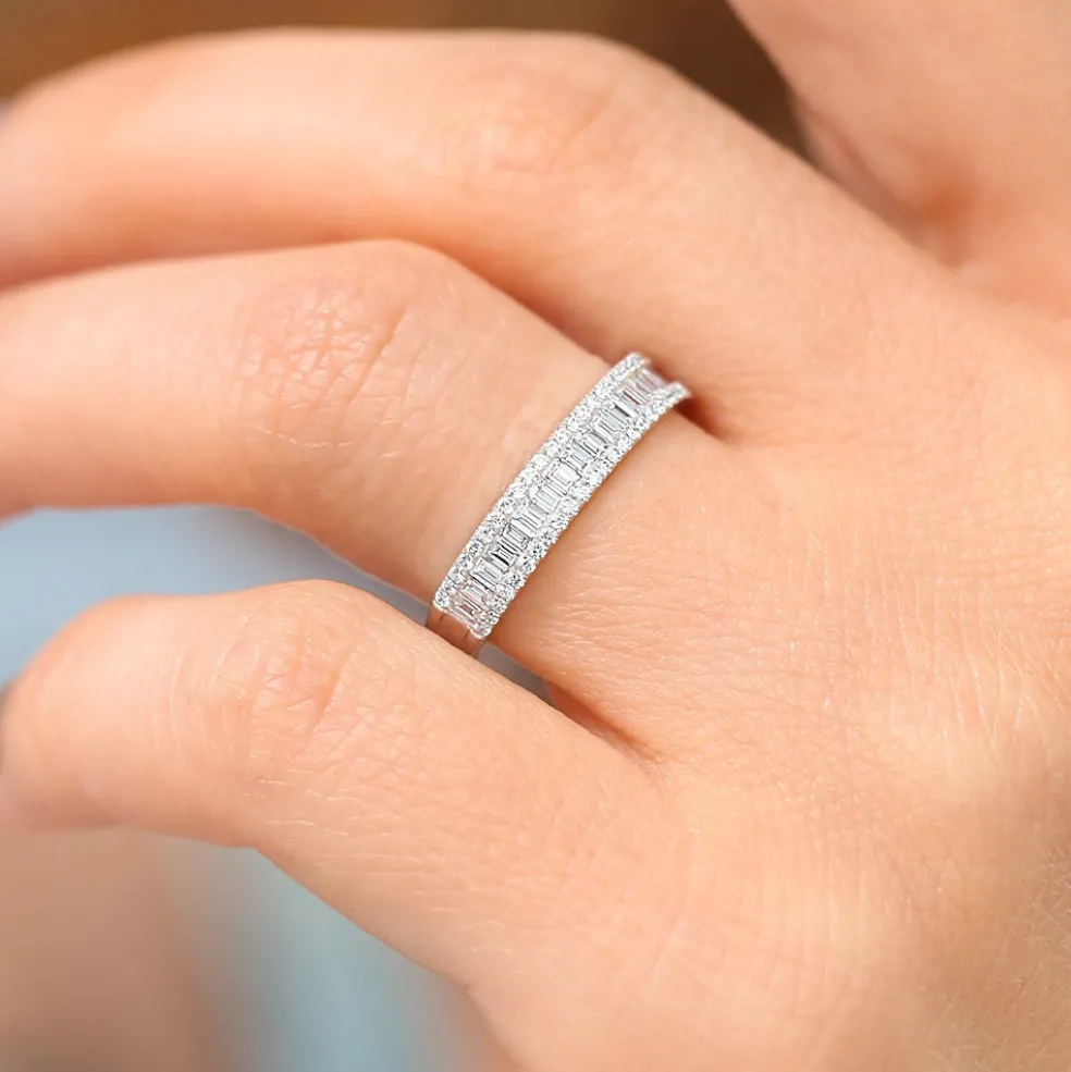 14K Baguette Diamond Anniversary Ring 0.75ctw