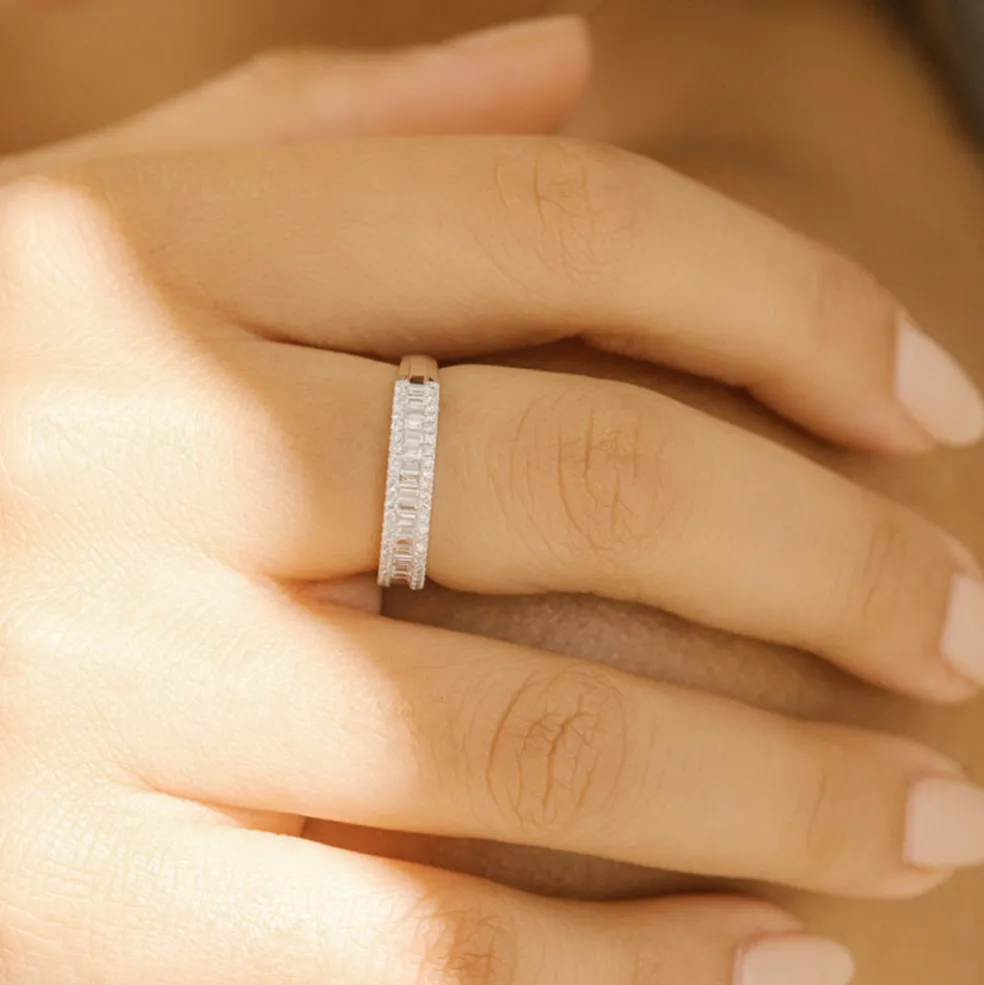 14K Baguette Diamond Anniversary Ring 0.75ctw
