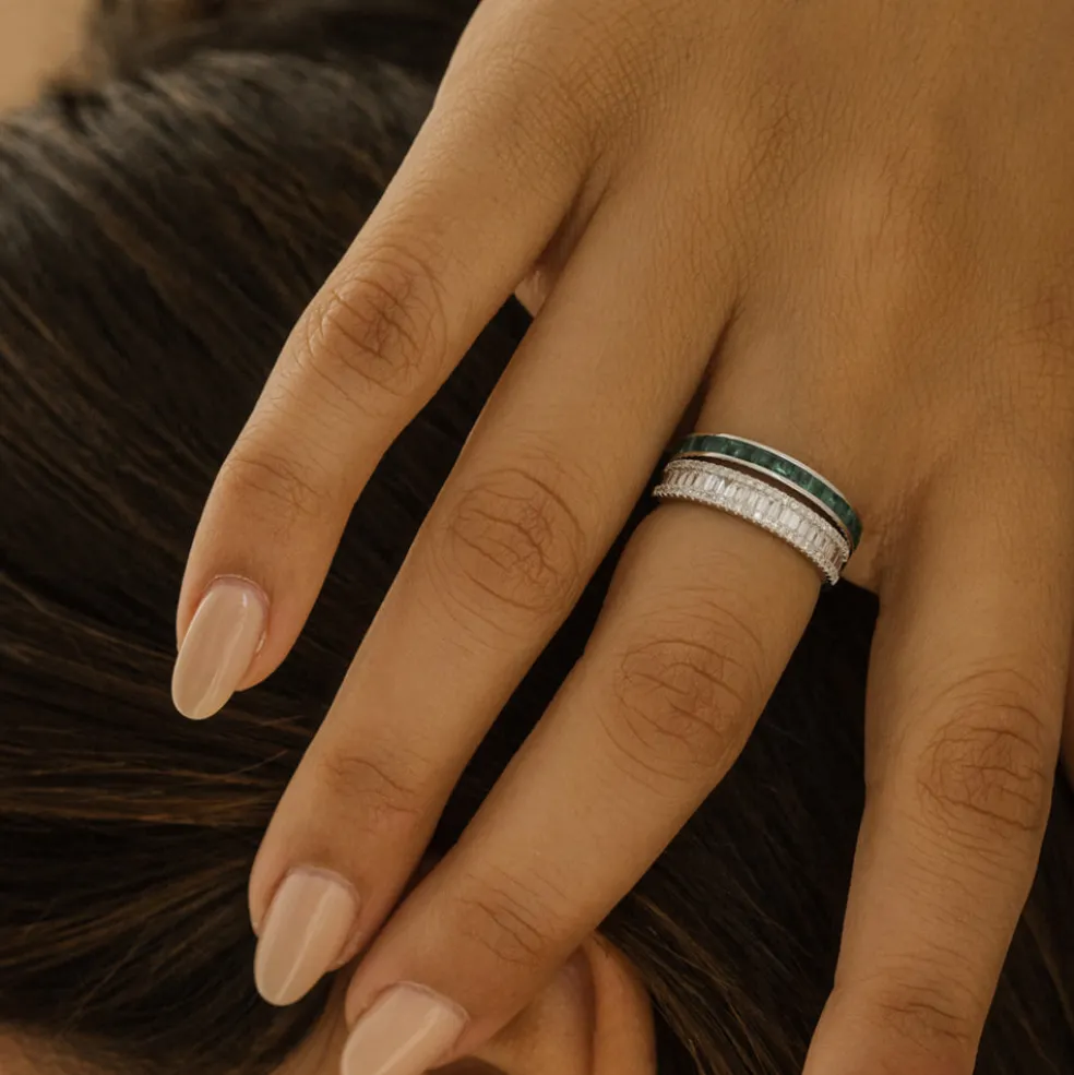 14K Baguette Diamond Anniversary Ring 0.75ctw