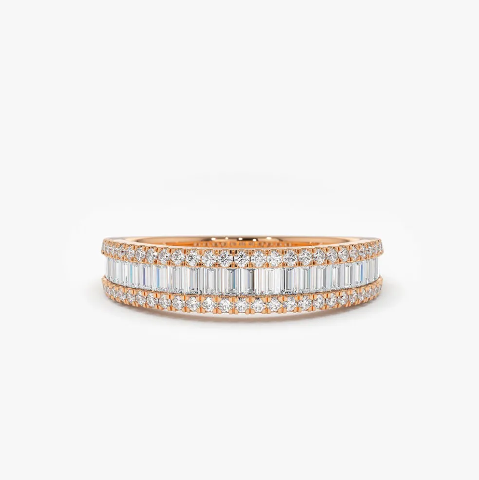 14K Baguette Diamond Anniversary Ring 0.75ctw