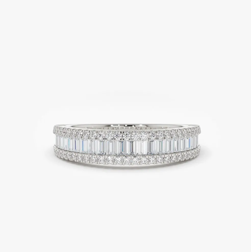 14K Baguette Diamond Anniversary Ring 0.75ctw
