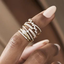 14k Baguette Diamond Bypass Ring