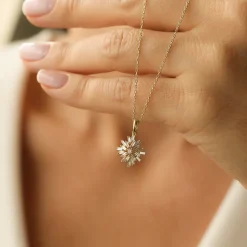 14K Baguette Diamond Cluster Pendant