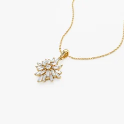 14K Baguette Diamond Cluster Pendant